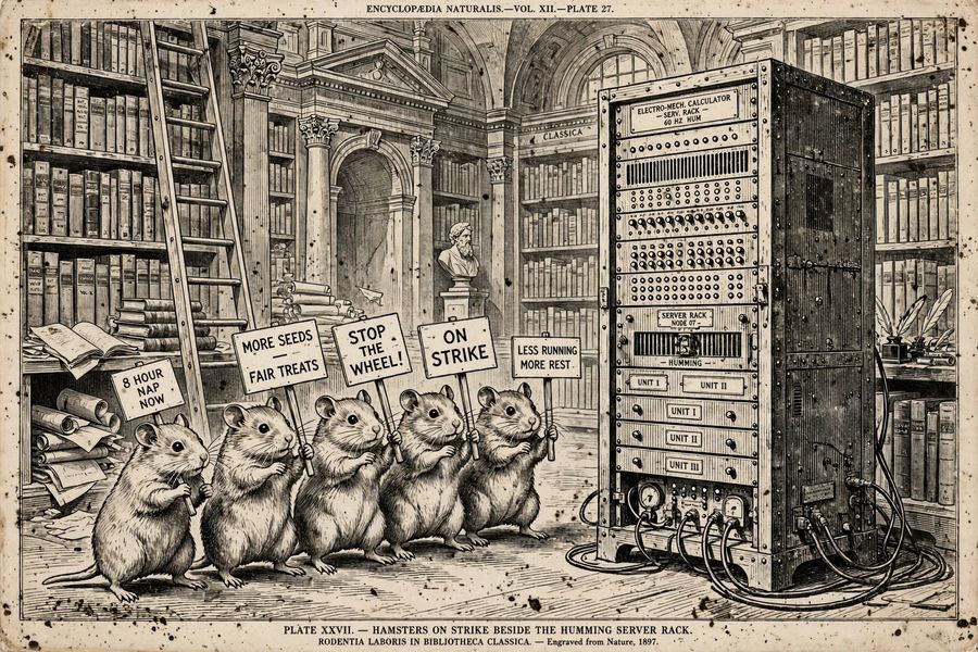 An illustration of hamsters with tiny protest signs
